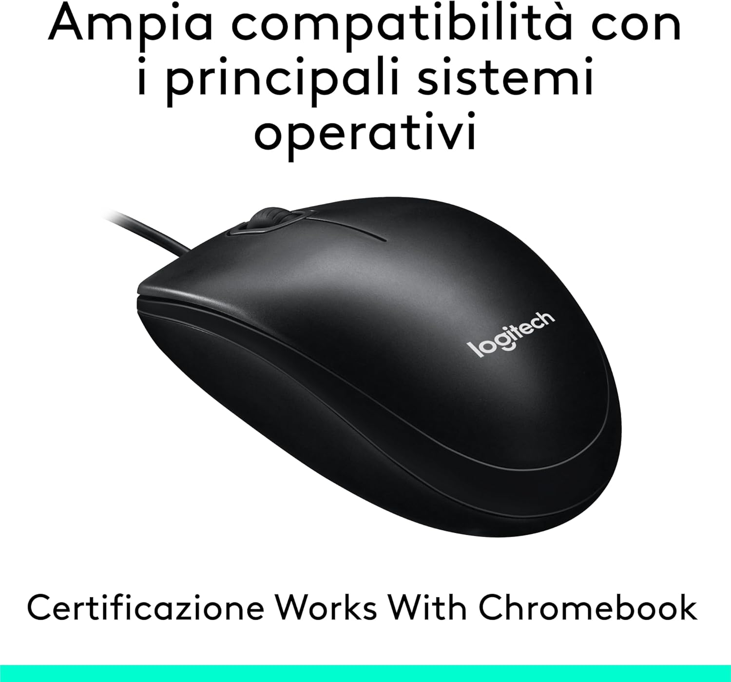 Logitech M100 Wired USB Mouse 3 Buttons 1000 DPI Optical Tracking, For left and right handed users, Compatible with PC, Mac, Laptop