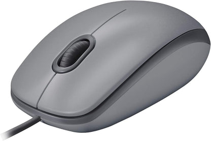 Logitech M110 Wired USB Mouse, Silent Buttons, Comfortable Full-Size Use Design, Ambidextrous PC/Mac/Laptop