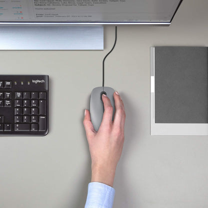 Logitech M110 Wired USB Mouse, Silent Buttons, Comfortable Full-Size Use Design, Ambidextrous PC/Mac/Laptop