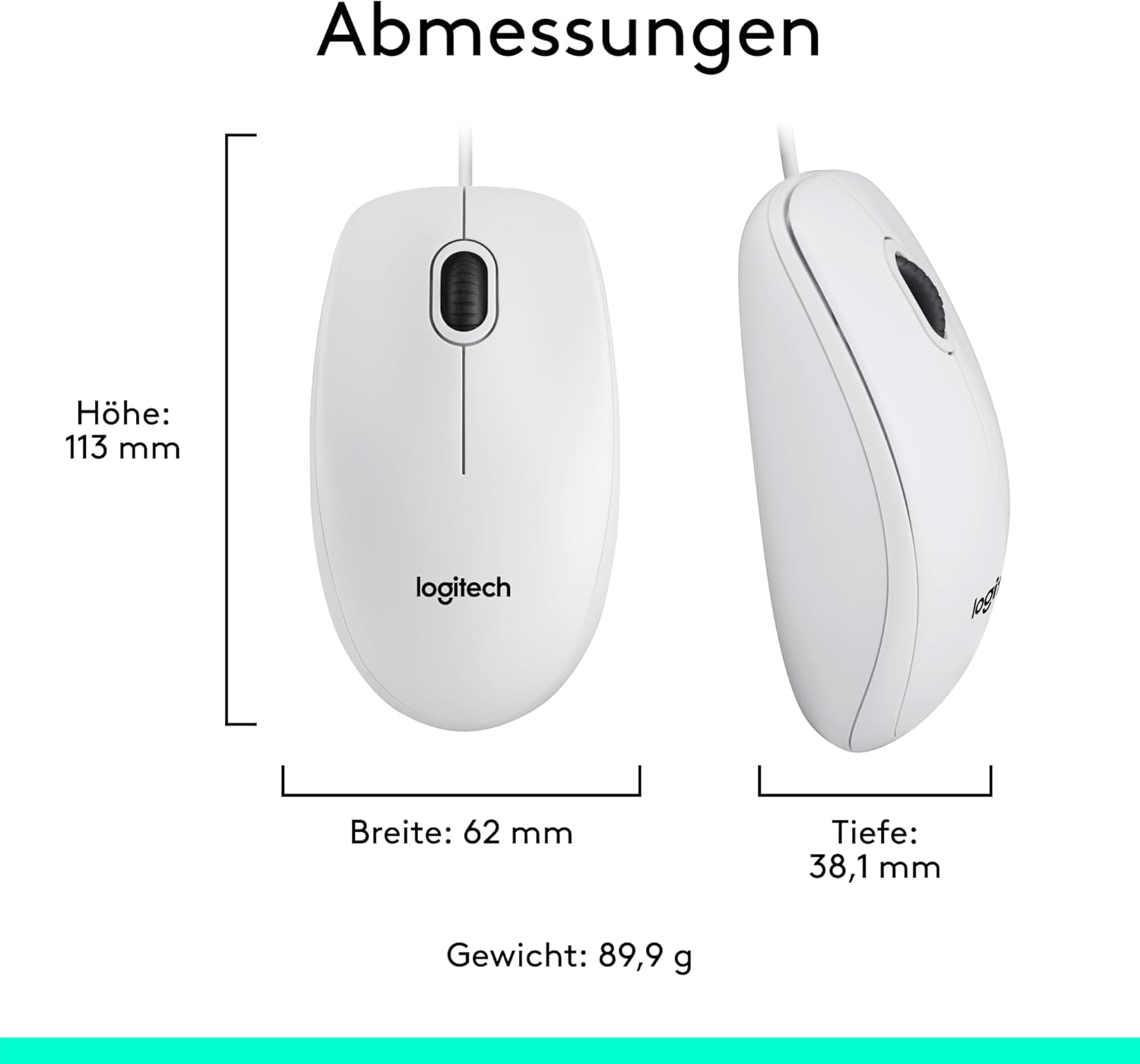 Logitech M100 Wired USB Mouse, 3-Buttons,1000 DPI Optical Tracking, Ambidextrous, Compatible with PC, Mac, Laptop