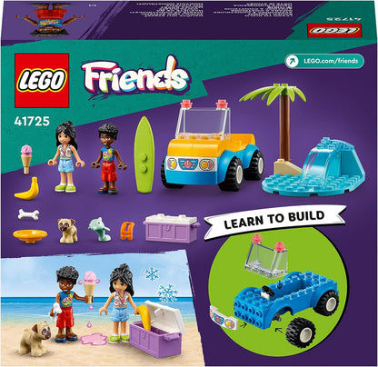 LEGO Friends Beach Buggy Fun Set with Toy Car, Surf Board, Mini-Dolls plus Dolphin and Dog Animal Figures, Summer Playset for 4 Plus Years Old Kids, Girls, Boys 41725
