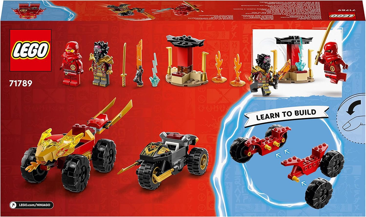 LEGO 71789 NINJAGO Kai and Ras's Car and Bike Battle Set, Ninja Racing Toy & 71780 NINJAGO Kai’s Ninja Race Car EVO 2in1 Racing Car Toy to Off-Road Vehicle Toy Building Block, 71789 + 71780