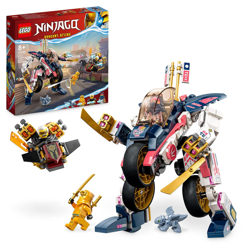 LEGO 71792 NINJAGO Sora's Transforming Mech Bike Racer, 2in1 Set with Transforming Mech Action Figure to Ninja Motorbike Toy & 71790 NINJAGO Imperium Dragon Hunter Hound Set + Imperium Dragon Hunter Hound Set