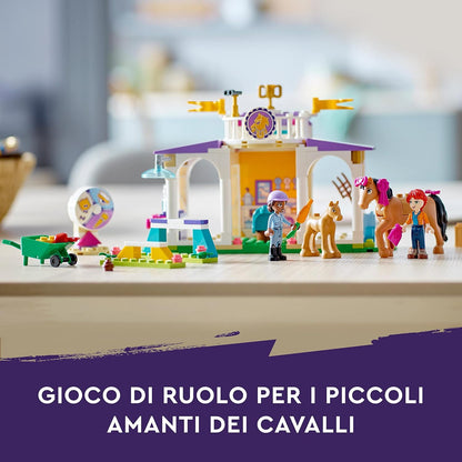 LEGO Friends Horse Training Pony Stable Set with 2 Toy Horses, Aliya and Mia Mini-Doll Figures, Animal Care Gift for Kids, Girls and Boys Aged 4 Plus 41746 Single