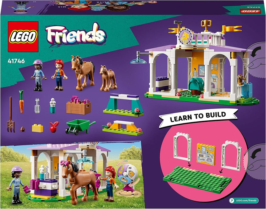 LEGO Friends Horse Training Pony Stable Set with 2 Toy Horses, Aliya and Mia Mini-Doll Figures, Animal Care Gift for Kids, Girls and Boys Aged 4 Plus 41746 Single