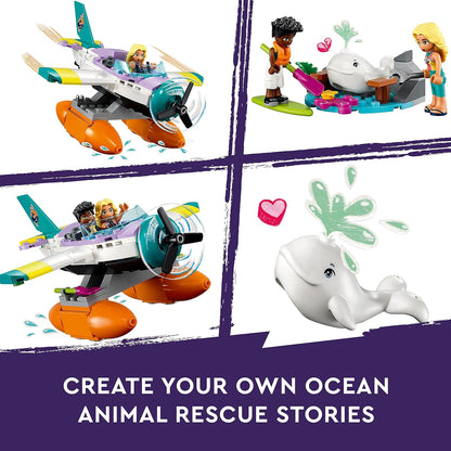 LEGO Friends Seerettungsflugzeug, Flugzeug-Spielzeug mit Wal-Figur und Mini-Puppen, Tier-Pflege Geschenk zum Geburtstag für Mädchen, Jungen und Kinder ab 6 Jahren 41752