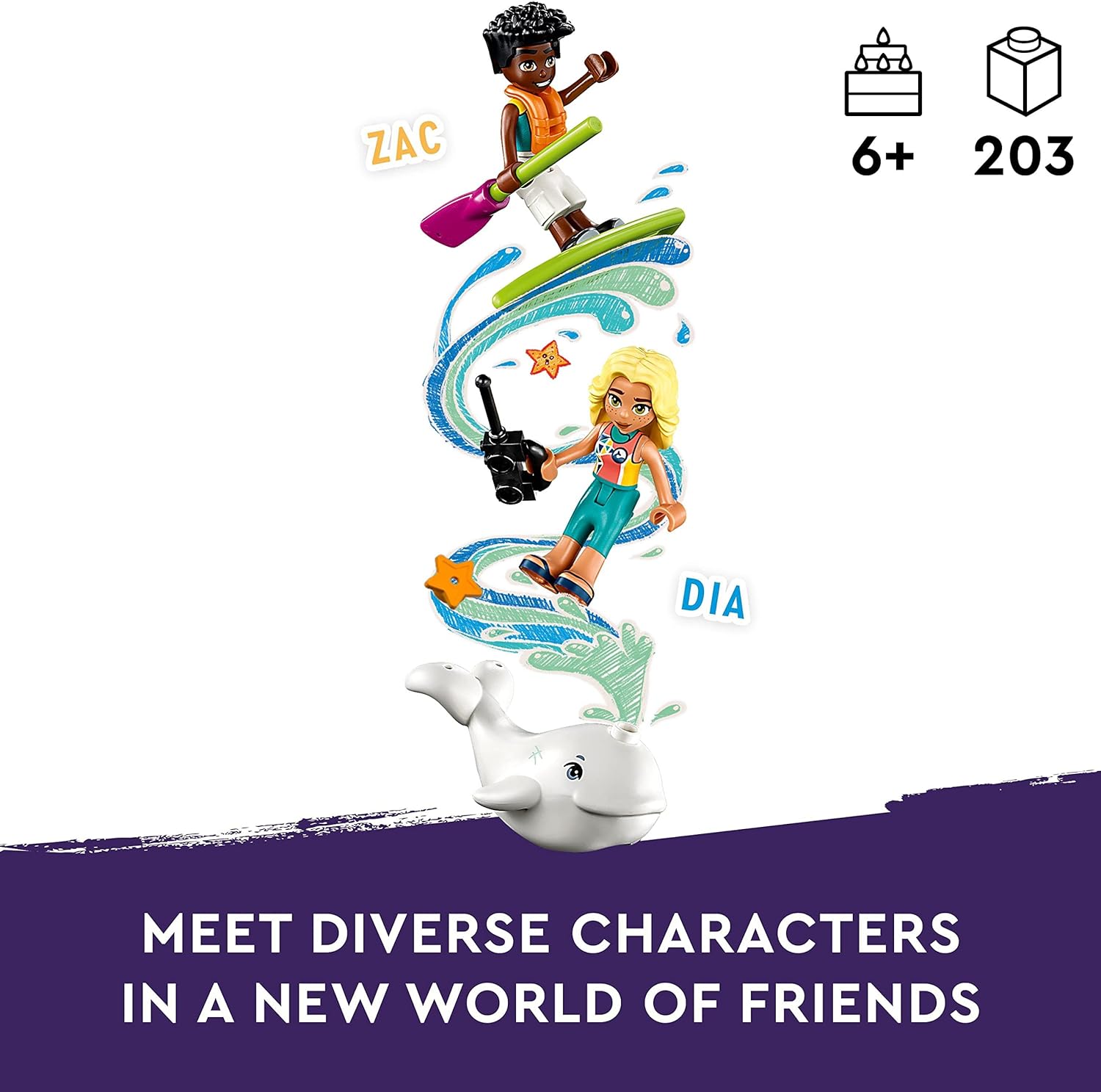 LEGO Friends Seerettungsflugzeug, Flugzeug-Spielzeug mit Wal-Figur und Mini-Puppen, Tier-Pflege Geschenk zum Geburtstag für Mädchen, Jungen und Kinder ab 6 Jahren 41752