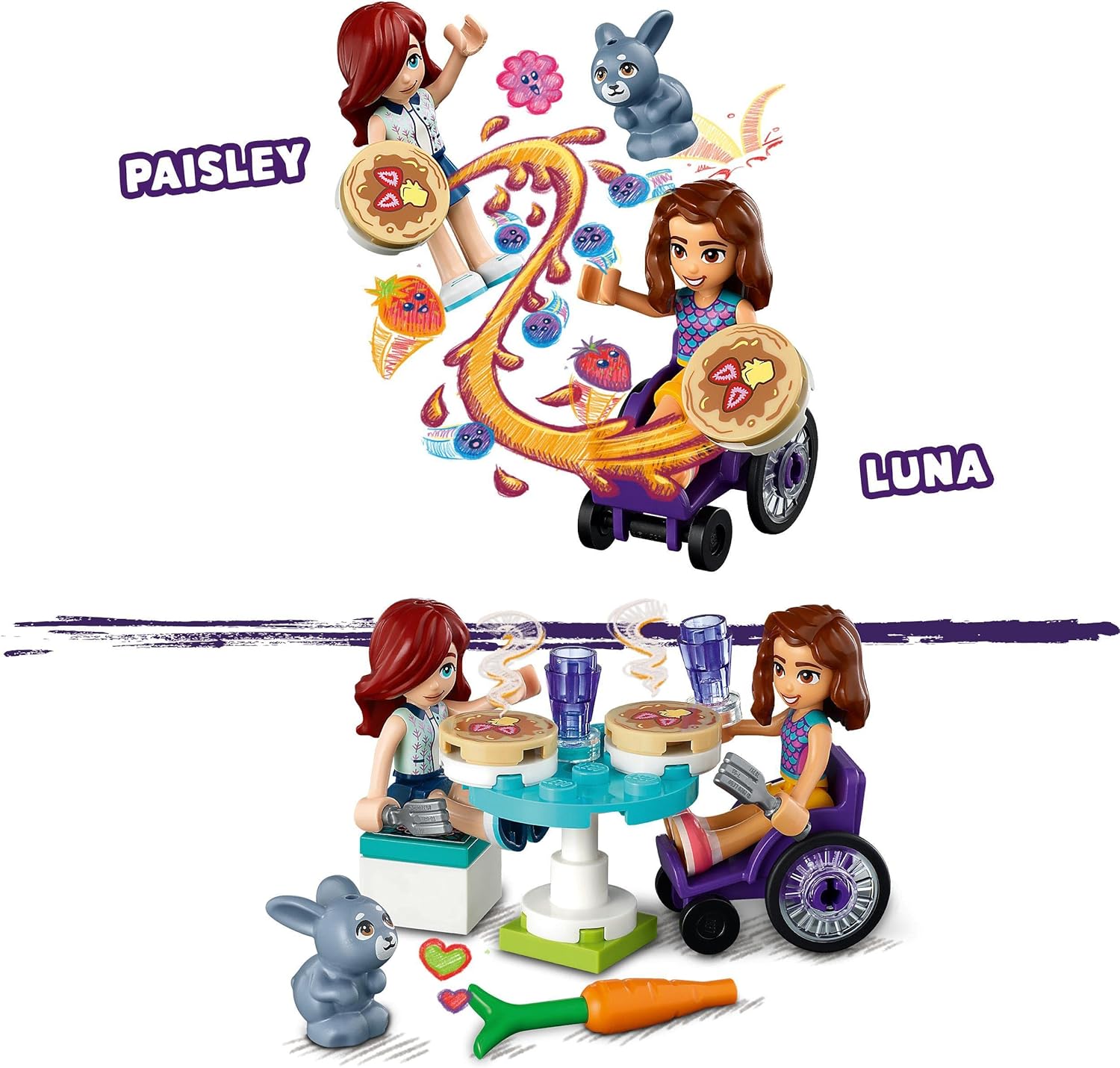 LEGO Friends Pancake Shop Cafe Set, Creative Toy for 6 Plus Year Old Girls, Boys, Kids with Paisley and Luna Mini Dolls plus Bunny Figure, Small Gift for Children 41753 Single