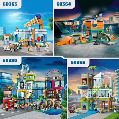 LEGO City Ice-Cream Shop Toy for 6+ Year Olds with Cart Bike and 3 Minifigures, Birthday Gift for Boys, Girls, Kids, 2023 Set 60363 Single