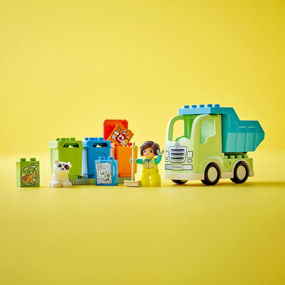 LEGO DUPLO Town Recycling Truck Bin Lorry Toy, Learning and Colour Sorting Toys for 2+ Year old Toddlers and Kids, Develop Fine Motor Skills Set 10987 Single