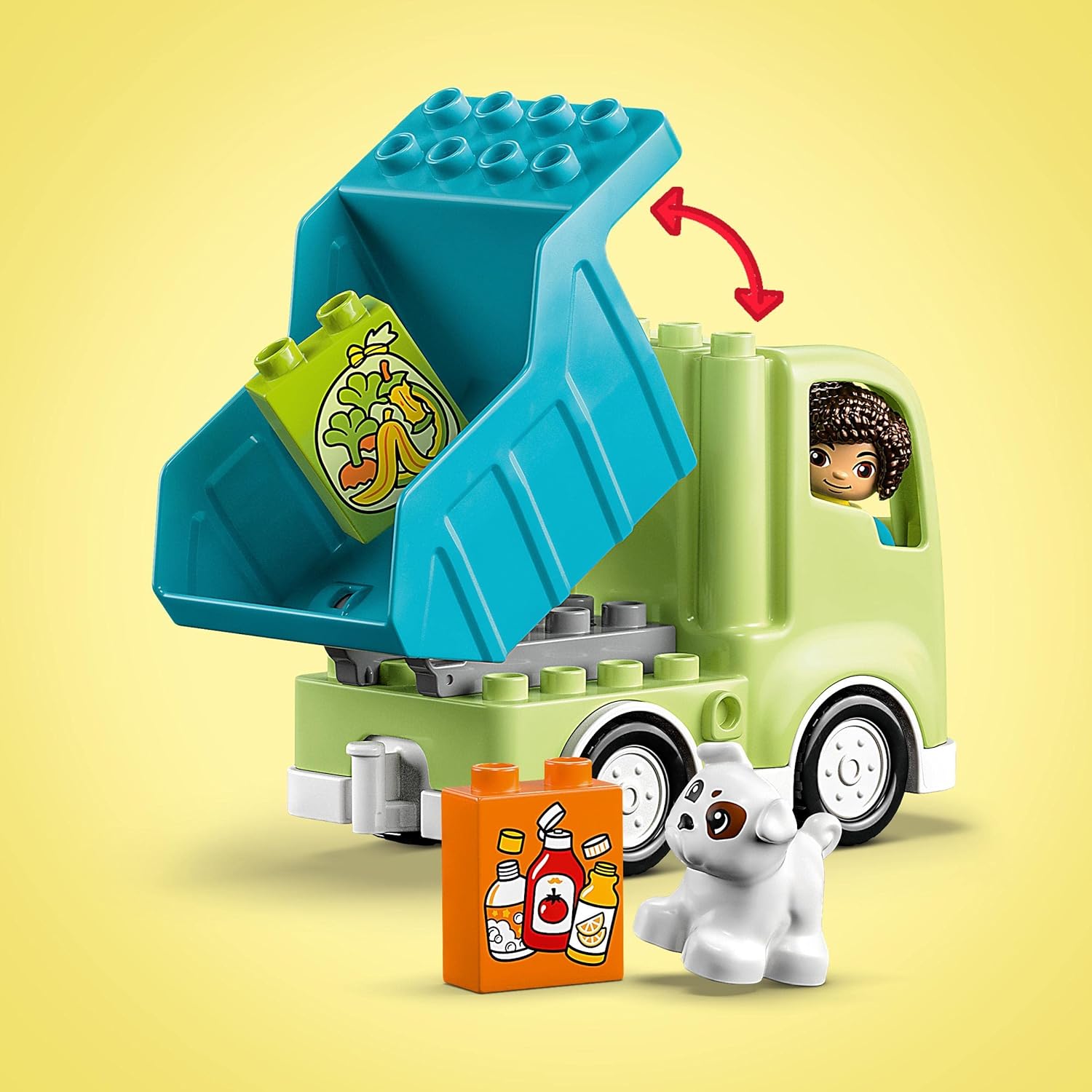 LEGO DUPLO Town Recycling Truck Bin Lorry Toy, Learning and Colour Sorting Toys for 2+ Year old Toddlers and Kids, Develop Fine Motor Skills Set 10987 Single