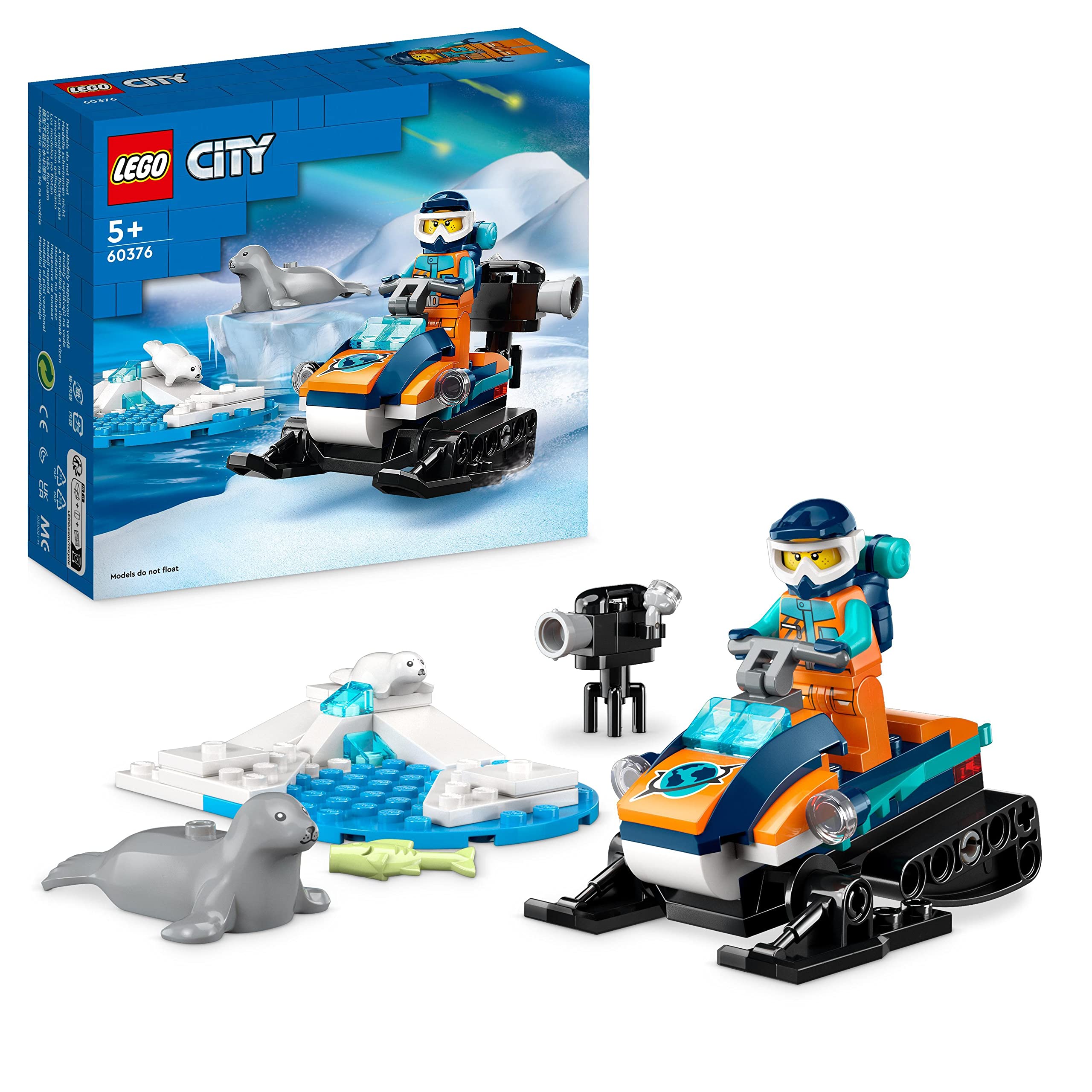 LEGO 60376 City Arctic Explorer Snowmobile Toy for Kids 5+ Year Old, Vehicle Construction Set with Seal Figures and Explorer Minifigure, Small Gift Idea & 60300 City Wildlife Wildlife Rescue ATV + TOY_BUILDING_BLOCK,60300