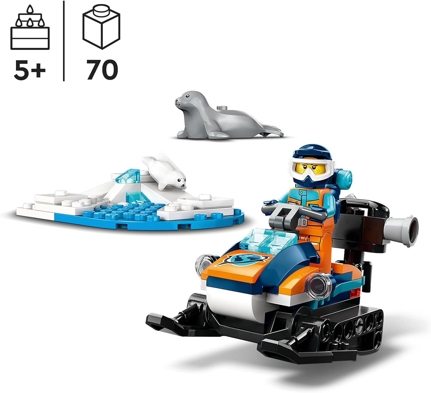 LEGO 60376 City Arctic Explorer Snowmobile Toy for Kids 5+ Year Old, Vehicle Construction Set with Seal Figures and Explorer Minifigure, Small Gift Idea & 60300 City Wildlife Wildlife Rescue ATV + TOY_BUILDING_BLOCK,60300
