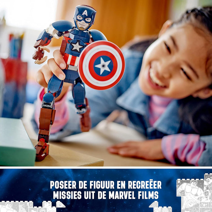 LEGO 76258 Marvel Captain America Baufigur, Superheld mit Schild, Avengers BAU-Spielzeug und Sammelfigur als Schlafzimmer Accessoire für Kinder, Jungen und Mädchen ab 8 Jahren