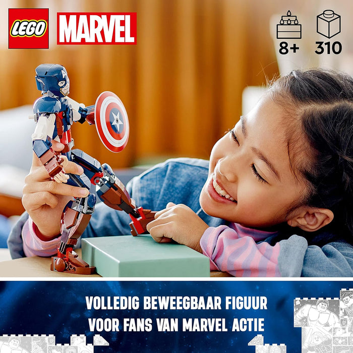 LEGO 76258 Marvel Captain America Baufigur, Superheld mit Schild, Avengers BAU-Spielzeug und Sammelfigur als Schlafzimmer Accessoire für Kinder, Jungen und Mädchen ab 8 Jahren
