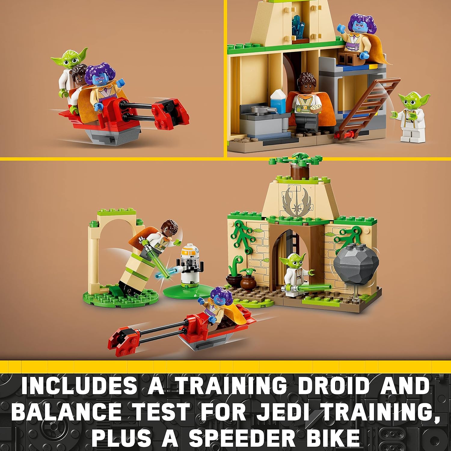LEGO 75358 Star Wars Tenoo Jedi Temple, Spiel Set für Anfänger mit Minifiguren LYS Solay, Kai Brightstar, Meister Yoda, inklusive Speeder Bike und Lichtschwertern für Kinder ab 4 Jahren