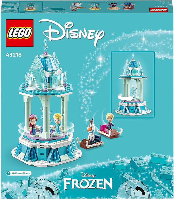 LEGO 43218 Disney Princess Anna and Elsa's Magical Merry-Go-Round, Frozen Castle Inspired Playset with Princess Micro Dolls and Olaf Figure, Toy Gift for 6+ Years Old Kids, Girls, Boys Single