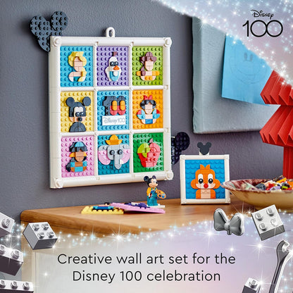 LEGO 43221 Disney 100 Years of Disney Animation Icons, Character Wall Art Craft Set & 10329 Icons Tiny Plants Set, Artificial Flowers in 9 Buildable Teracotta-Coloured Pots