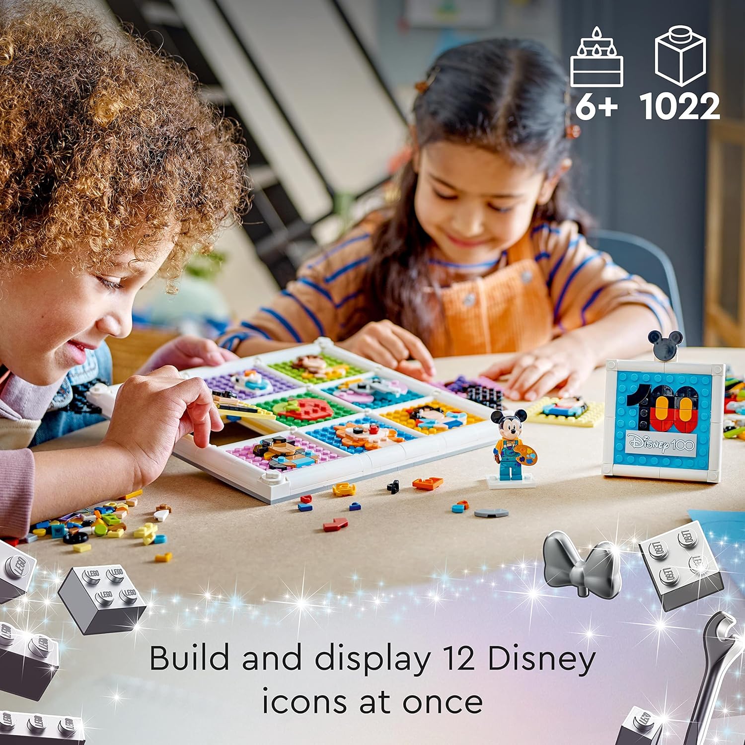 LEGO 43221 Disney 100 Years of Disney Animation Icons, Character Wall Art Craft Set & 10329 Icons Tiny Plants Set, Artificial Flowers in 9 Buildable Teracotta-Coloured Pots