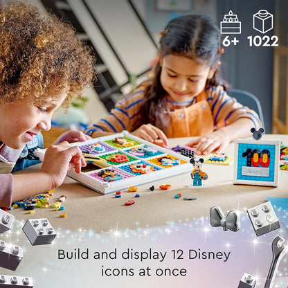 LEGO 43221 Disney 100 Years of Disney Animation Icons, Character Wall Art Craft Set & 10329 Icons Tiny Plants Set, Artificial Flowers in 9 Buildable Teracotta-Coloured Pots
