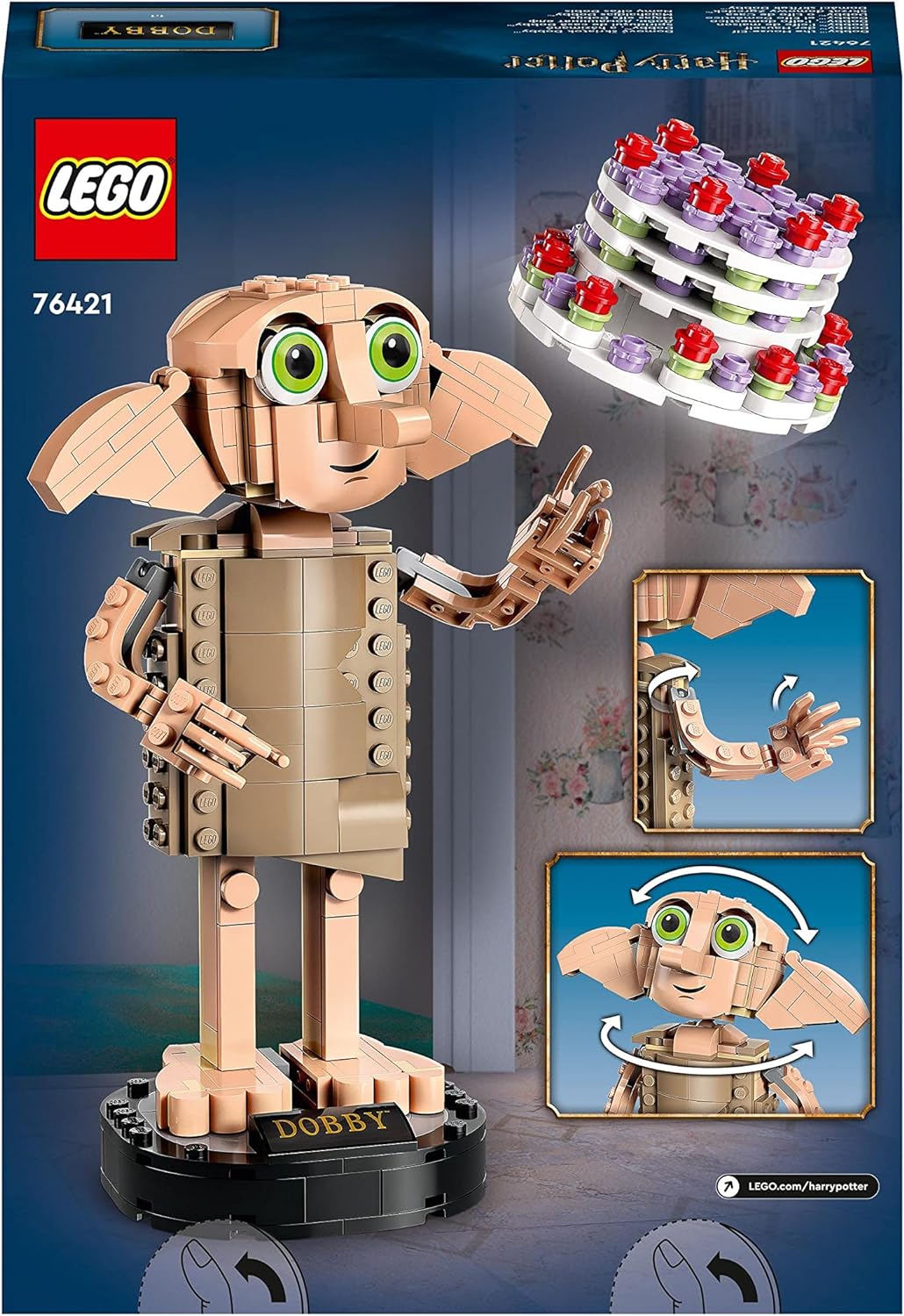LEGO 76421 Harry Potter Dobby the House-Elf Set, Movable Iconic Figure Model, Toy or Bedroom Accessory Decoration, Character Collection, Gift for Girls, Boys, Teens and All Fans Aged 8+