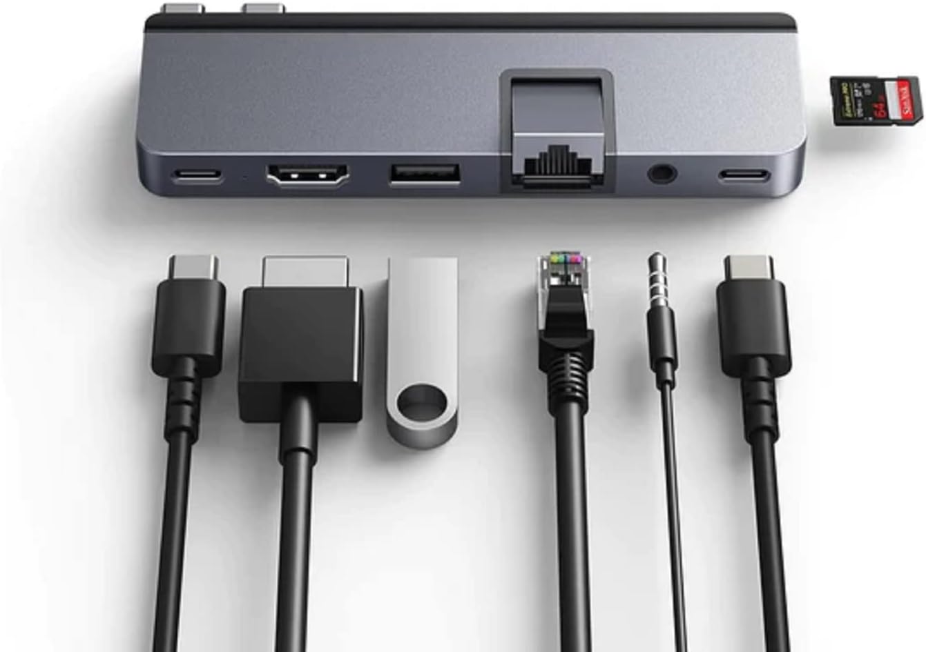 Targus Hyper 7-in-2 USB-C Hub, Compatible with MacBook, USB-C iPad, Chromebook and PC, Multi-port HDMI, USB-C, USB-A, USB4, MicroSD - Grey