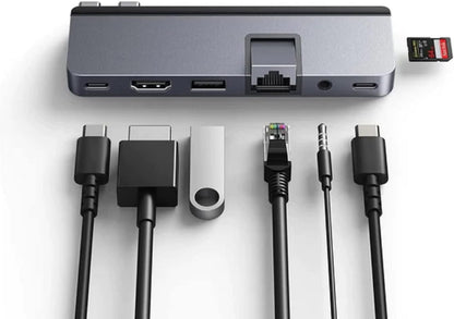Targus Hyper 7-in-2 USB-C Hub, Compatible with MacBook, USB-C iPad, Chromebook and PC, Multi-port HDMI, USB-C, USB-A, USB4, MicroSD - Grey
