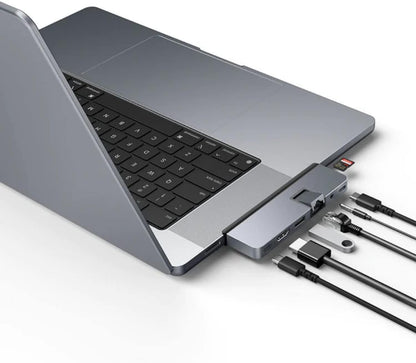 Targus Hyper 7-in-2 USB-C Hub, Compatible with MacBook, USB-C iPad, Chromebook and PC, Multi-port HDMI, USB-C, USB-A, USB4, MicroSD - Grey