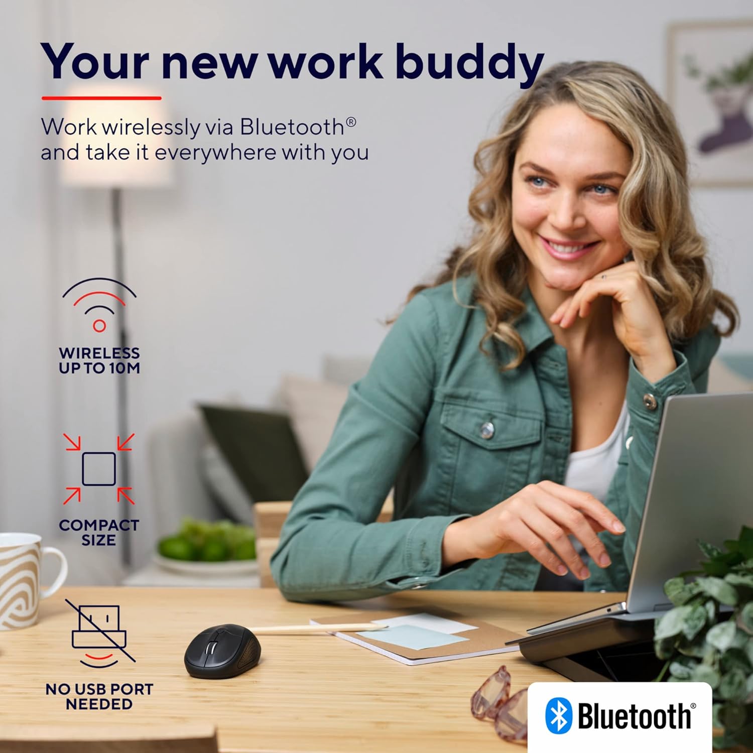 Trust Primo Ratón Inalámbrico Bluetooth para Portátil, 1000-1600 PPP, para Diestros y Zurdos, Baterias Incluidas, Mouse Inalámbrico Compacto para Ordenador, PC, Mac, Android - Negro