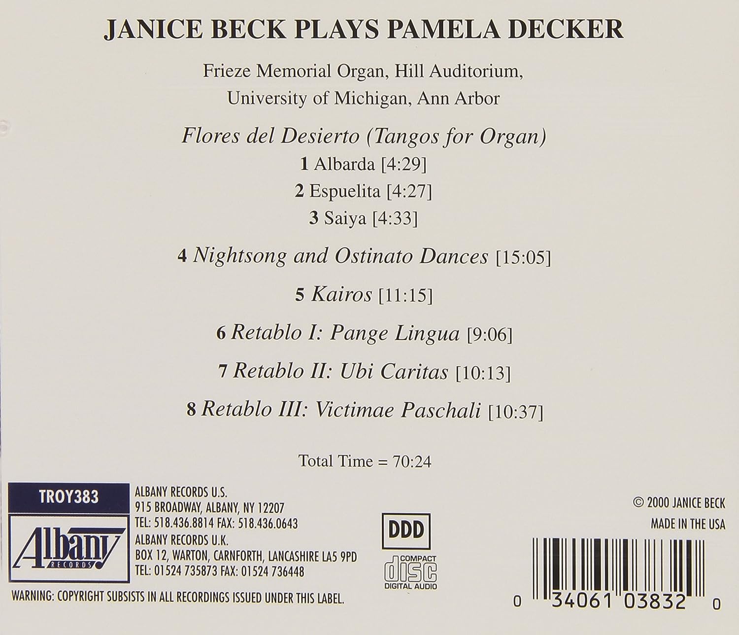 Organ Music of Pamela Decker