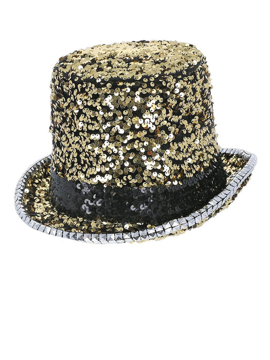 Smiffys Fever Deluxe Felt & Sequin Top Hat, Gold