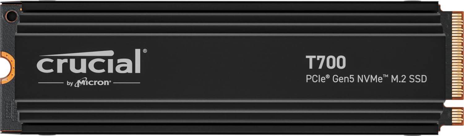 Crucial T700 1TB Gen5 NVMe M.2 SSD with heatsink - Up to 11,700 MB/s - DirectStorage Enabled - CT1000T700SSD5 - Gaming, Photography, Video Editing & Design - Internal Solid State Drive