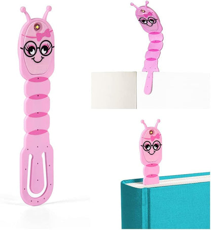 Flexilight Pals Leselicht (Bookworm) | pink | 2 in 1 Leselampe & Lesezeichen | LED Leselicht | Geschenk für Leser, Buchliebhaber | Deutsche Ausgabe: Superleicht und voll flexibel