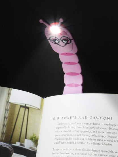 Flexilight Pals Leselicht (Bookworm) | pink | 2 in 1 Leselampe & Lesezeichen | LED Leselicht | Geschenk für Leser, Buchliebhaber | Deutsche Ausgabe: Superleicht und voll flexibel