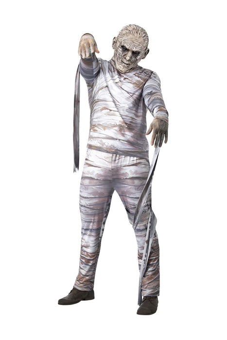 Smiffys Universal Monsters Mummy Costume Top, Trousers & Latex Mask, Officially Licensed Classic Universal Monsters Fancy Dress, Adult Dress Up Costumes