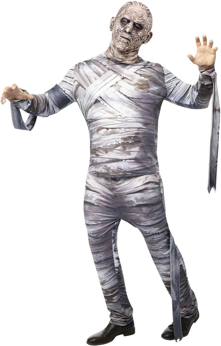 Smiffys Universal Monsters Mummy Costume Top, Trousers & Latex Mask, Officially Licensed Classic Universal Monsters Fancy Dress, Adult Dress Up Costumes