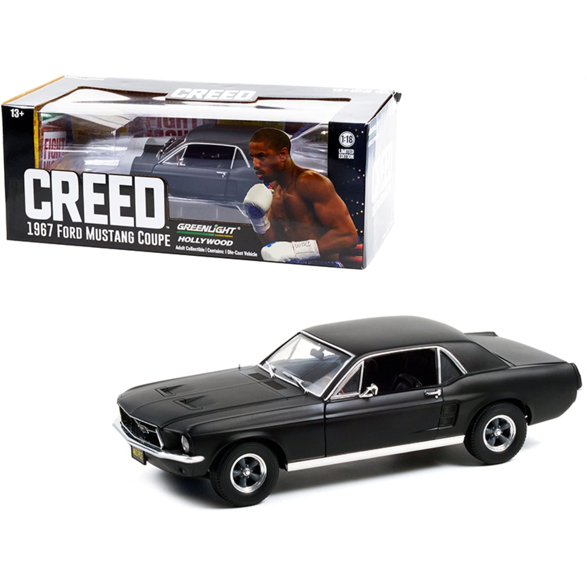 1967 Ford Mustang Coupe Matt Black (Adonis Creed's) Creed (2015) Movie 1/18 Diecast Model Car by Greenlight 13611