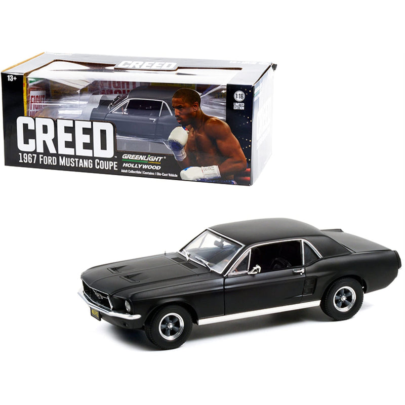 1967 Ford Mustang Coupe Matt Black (Adonis Creed's) Creed (2015) Movie 1/18 Diecast Model Car by Greenlight 13611