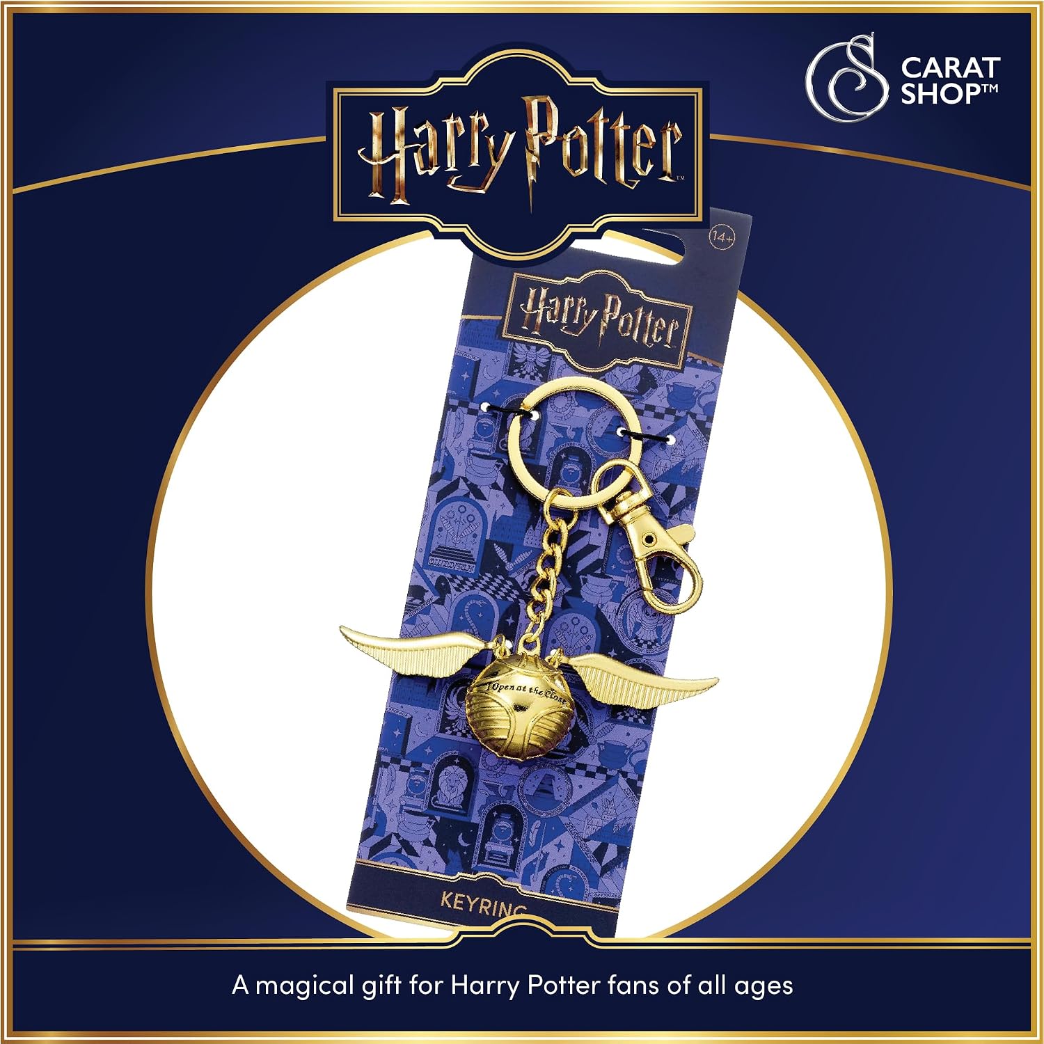 Harry Potter Golden Snitch porte-clés, The Carat Shop Llavero 3D oficial de Harry Potter Golden Snitch, Oro, Medium, The Carat Shop: Harry Potter Golden Snitch Schlüsselanhänger 3D - Harry Potter Gadget, Metall, Kein Edelstein., Harry Potter Official Gold