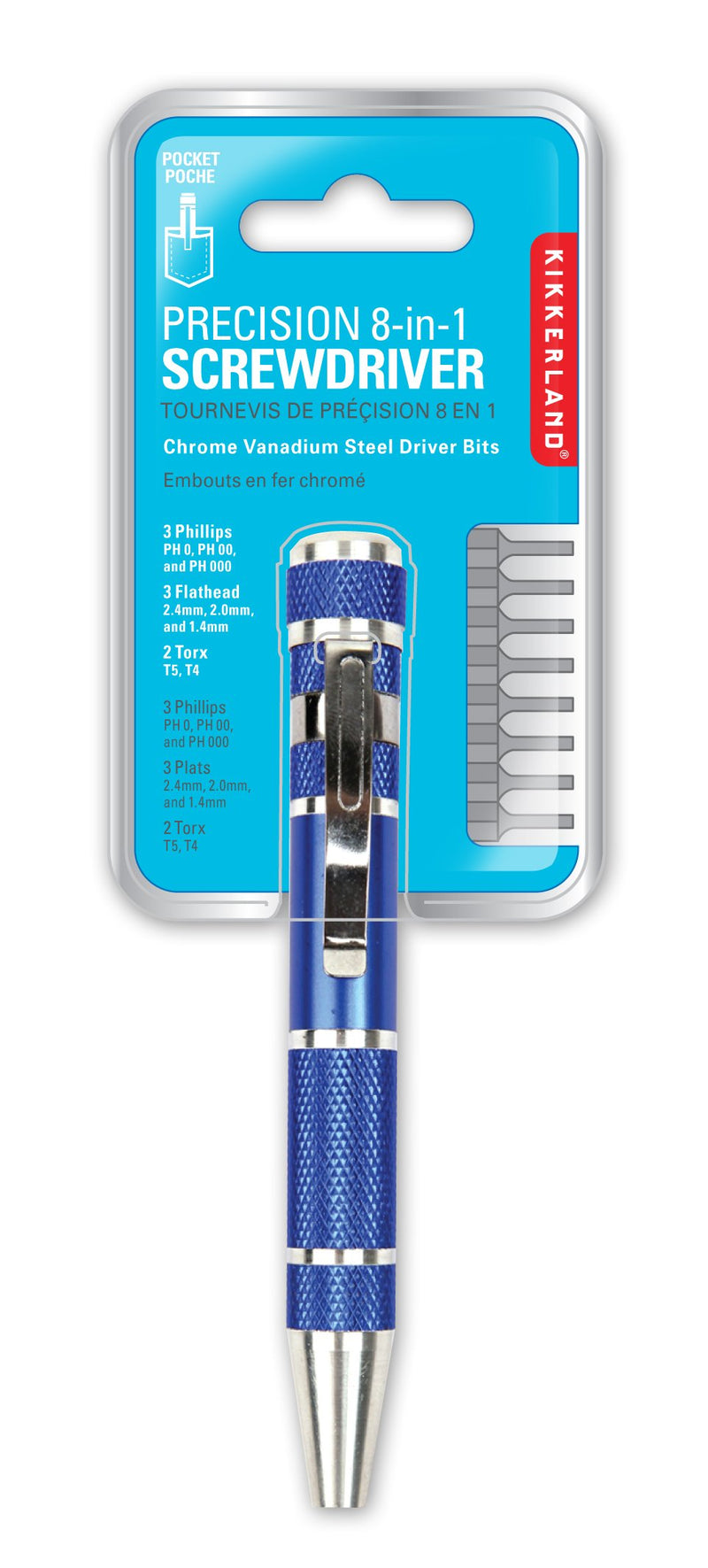 Kikkerland CD34-A Precision 8-in-1 Screwdriver, Assorted Colors