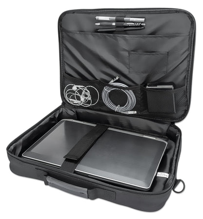 Manhattan Laptop Shoulder Bag Carrying Case – Slim Briefcase Style, Clamshell Opening, Padded Compartments–3 Yr Mfg Warranty