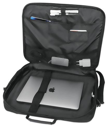 Manhattan Laptop Shoulder Bag Carrying Case – Slim Briefcase Style, Clamshell Opening, Padded Compartments–3 Yr Mfg Warranty