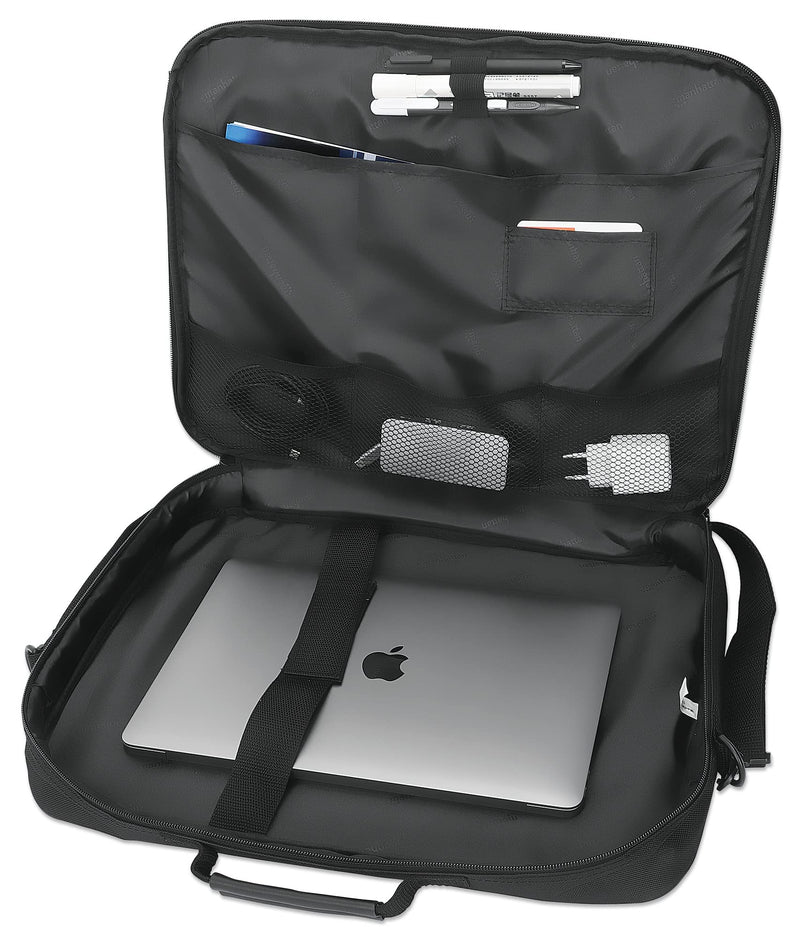 Manhattan Laptop Shoulder Bag Carrying Case – Slim Briefcase Style, Clamshell Opening, Padded Compartments–3 Yr Mfg Warranty