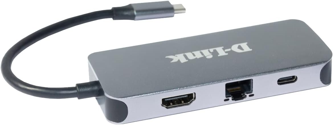 D-Link USB-C Hub with Power Delivery, 6-in-1, 4K HDMI, Gigabit Ethernet, 3 USB 3.0 Ports, for PC, MacBook Pro, MacBook Air, iPad Pro, Chromebook, Surface Pro USB-C 6in1 Gigabit