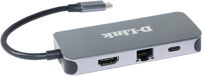 D-Link USB-C Hub with Power Delivery, 6-in-1, 4K HDMI, Gigabit Ethernet, 3 USB 3.0 Ports, for PC, MacBook Pro, MacBook Air, iPad Pro, Chromebook, Surface Pro USB-C 6in1 Gigabit