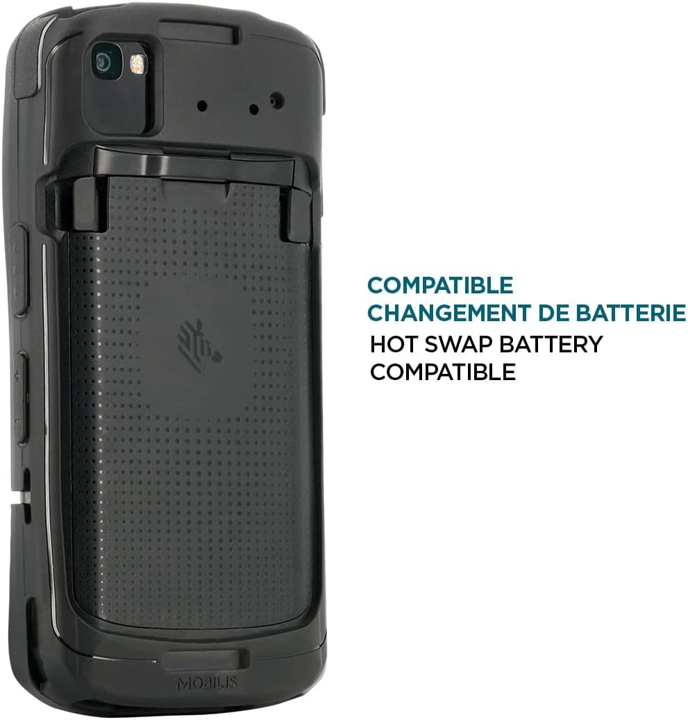 MOBILIS Guscio Protettivo per Zebra TC53e - TC53 - TC58, Custodia Robusta per Computer Mobile con Fascia di presa e Supporto per Stilo, compatibile con la Stazione di Ricarica, Nero