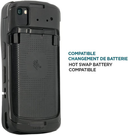 MOBILIS Guscio Protettivo per Zebra TC53e - TC53 - TC58, Custodia Robusta per Computer Mobile con Fascia di presa e Supporto per Stilo, compatibile con la Stazione di Ricarica, Nero