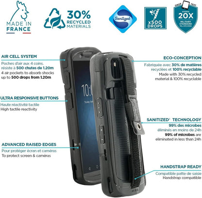 MOBILIS Guscio Protettivo per Zebra TC53e - TC53 - TC58, Custodia Robusta per Computer Mobile con Fascia di presa e Supporto per Stilo, compatibile con la Stazione di Ricarica, Nero