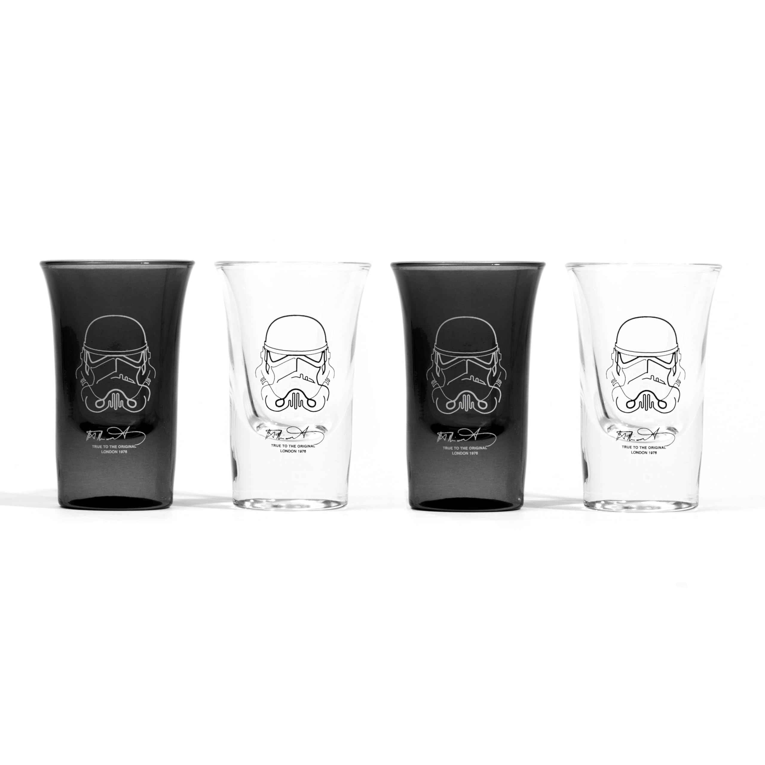 Original Stormtrooper Shot Glasses Set of 4, Transparent & Black, for Tequilla, Vodka & Whisky, 50ml Each, Perfect Shot Glass Gift Set for Men – ThumbsUp!