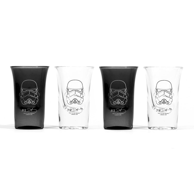 Original Stormtrooper Shot Glasses Set of 4, Transparent & Black, for Tequilla, Vodka & Whisky, 50ml Each, Perfect Shot Glass Gift Set for Men – ThumbsUp!